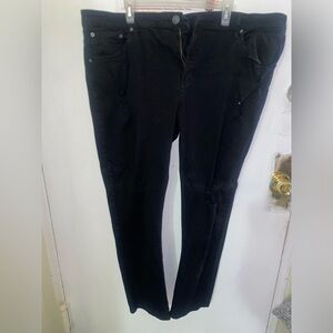 Men’s Black Ripped Jeans Slim Straight 44 30